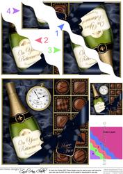 Retirement Champers N Chocs Wavy Corner Side Stacker Topper