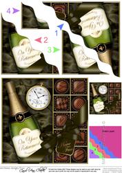 Retirement Champers N Chocs Wavy Corner Side Stacker Topper