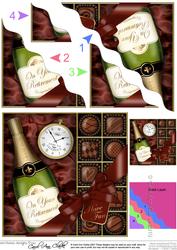 Retirement Champers N Chocs Wavy Corner Side Stacker Topper