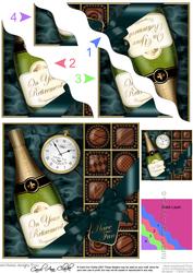 Retirement Champers N Chocs Wavy Corner Side Stacker Topper