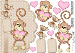 A5 Chunky Monkey Felties Scalloped Edge N 3D Decoupage