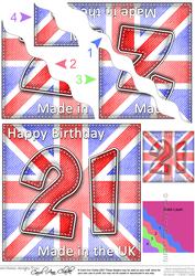 Flying the Flag Uk 21st Birthday Wavy Corner Side Stacker