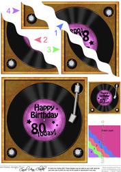 80th Birthday Record Wavy Corner Side Stacker Topper