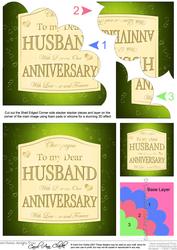 Husband Anniversary Champers Label Scallop Corner Stacker
