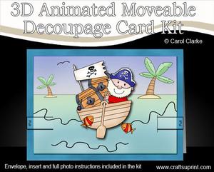 3D Pirates Ahoy Animated Moveable Decoupage Card Kit