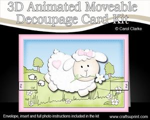 3D Little Lamb Animated Moveable Decoupage Card Kit