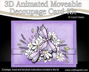 3D Dreamy Dragonflies Animated Moveable Decoupage Card Kit