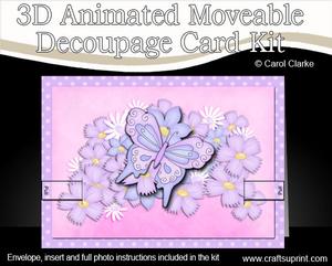 3D Fluttery Butterfly Animated Moveable Decoupage Card Kit