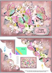 A5 Birthday Flowers N Butterfly Scallop Corner Stacker
