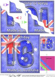 Flying the Flag Aus 16th Birthday Wavy Corner Side Stacker