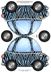 Funky Car Zebra Striped Shaped Card