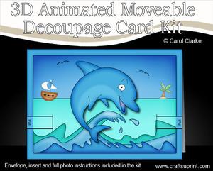 3D Dolphin Animated Moveable Decoupage Card Kit