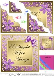 Floral Elegance Welsh Grandmother Anniversary Wavy Corner