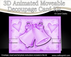3D Wedding Bells Animated Moveable Decoupage Card Kit