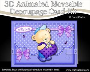 3D Robert's Heart Animated Moveable Decoupage Card Kit