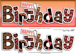 Large Dl Happy Birthday Animal Print Felties Quick Card