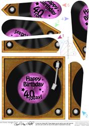 40th Birthday Record Fan Pyramage Topper