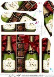 Mr & Mrs Champers N Chocs Fan Pyramage Topper