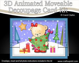 3D Rosie's Xmas Tree Animated Moveable Decoupage Card Kit