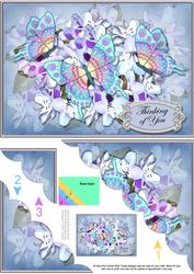 A5 Thinking of You Flowers N Butterfly Scallop Corner