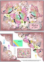 A5 Thinking of You Flowers N Butterfly Scallop Corner