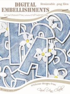 Denim N Daisies Felties Uppercase Alpha Digital Embellishmen