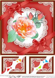 8 x 8 Rose and Lace Scalloped Corner Topper