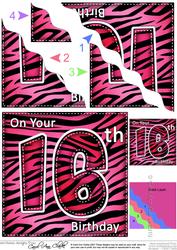 Funky Fun Zebra Print 16th Birthday Wavy Corner Side Stacker