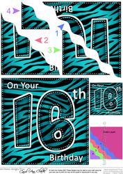 Funky Fun Zebra Print 16th Birthday Wavy Corner Side Stacker