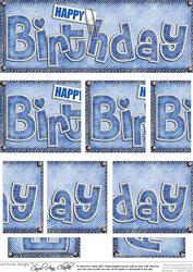 Dl Happy Birthday Denim Felties Side Stacker Topper