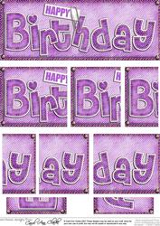 Dl Happy Birthday Denim Felties Side Stacker Topper