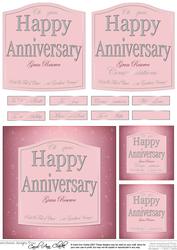 Anniversary Pink Champagne Label with 3D Decoupage