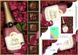 A5 Birthday Champers Chocs N Roses Scallop Corner Stacker