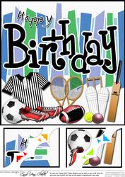 8 x 8 Birthday Sports and Games Scalloped Corner Topper
