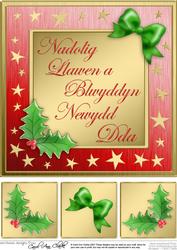 8 x 8 Welsh Elegant Christmas Greetings Scalloped Corner Top