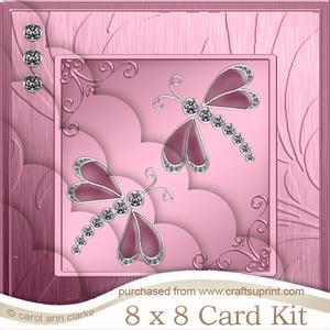 8 x 8 Diamante Dragonflies Kit with Scalloped Corners