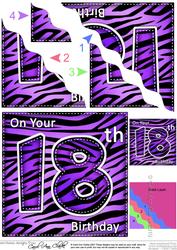 Funky Fun Zebra Print 18th Birthday Wavy Corner Side Stacker