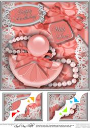 8 x 8 Perfume Lace N Pearls Scalloped Corner Topper