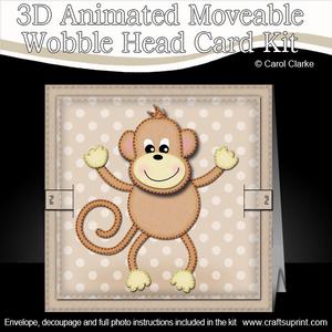 3D Chunky Monkey Animated Moveable Wobble Head Card Kit