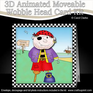 3D Pirates Ahoy Animated Moveable Wobble Head Card Kit