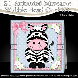 3D Debra Zebra Animated Moveable Wobble Head Card Kit
