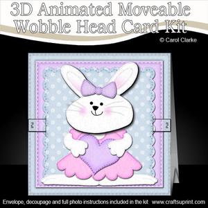 3D Little Bunny Animated Moveable Wobble Head Card Kit