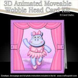 3D Hilda Hippo Animated Moveable Wobble Head Card Kit