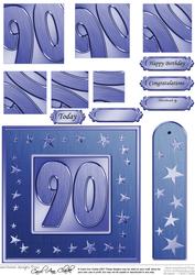 90th Bright Metallic Age Quick Card with Twisted Pyramage