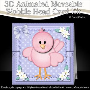 3D Little Birdie Animated Moveable Wobble Head Card Kit