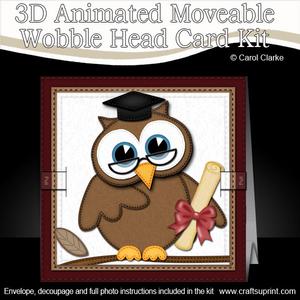 3D Wise Owl Animated Moveable Wobble Head Card Kit