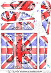 Flying the Flag Uk 16th Birthday Fan Pyramage Topper