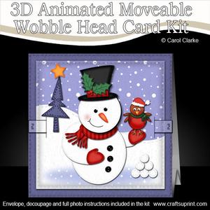 3D Xmas Snowman Animated Moveable Wobble Head Card Kit