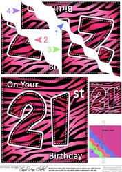 Funky Fun Zebra Print 21st Birthday Wavy Corner Side Stacker