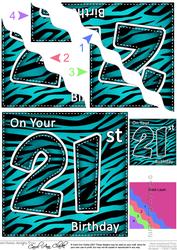 Funky Fun Zebra Print 21st Birthday Wavy Corner Side Stacker